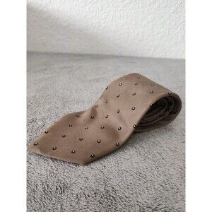 Christian Dior Mens Polka Dot Multi Color Tan Neck Tie 100% Silk
